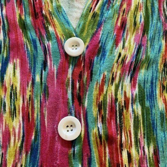JOSEPH A short sleeve Button Front cardigan tropical pink green sz m - Picture 9 of 9